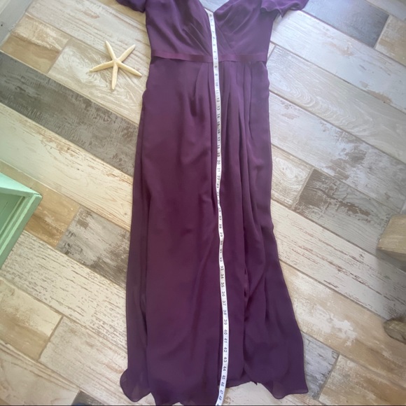 David’s Bridal Flutter Sleeve Chiffon Dress Plum - Picture 10 of 14